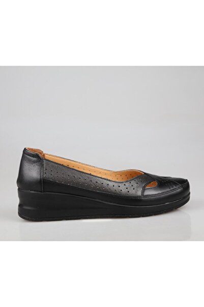 Castle Black 42765-1 حذاء أم يومي أسود من الجلد الطبيعي لتقويم العظام