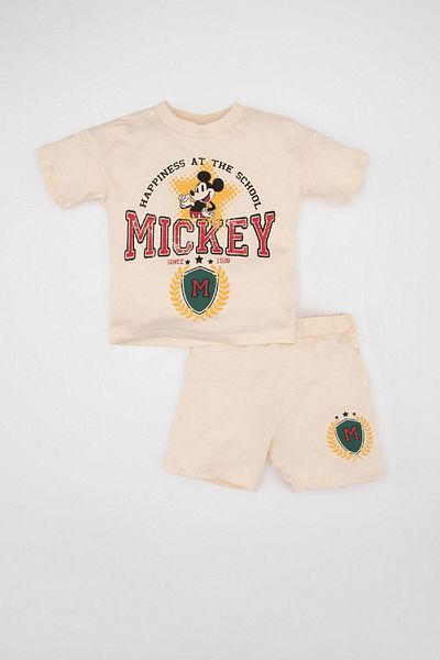 DeFacto Disney Mickey & Minnie kisfiú szett - fésült pamut, rövid ujjú póló és elasztikus deréknadrág C7775a524sm