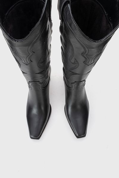 LuviShoes Γυναικείες μπότες Western PİETRO Black Skin Γνήσιο δέρμα