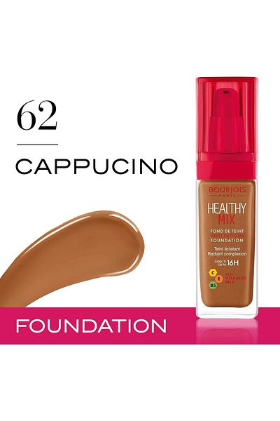 Bourjois 🌟 Bourjois Healthy Mix Anti-Fatigue Foundation – 62 Cappuccino (30 ml)