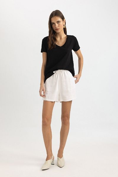 DeFacto Regular Fit V-Neck Basic Solid Short Sleeve T-Shirt K1507Az24Sm