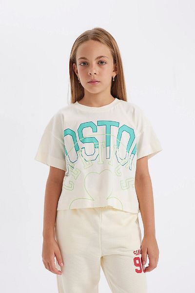 DeFacto Girl's Nba Boston Celtics Crew Neck Short Sleeve T-Shirt C5774A824Sm
