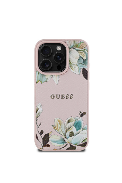 Guess iPhone 15 Pro Max Kılıf Guess Lisanslı Magsafe Özellikli Çiçek Tasarıml...
