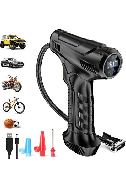 Enshall 3600 Mah Şarjlı Tabanca Auhma Kompresör Araba Bisiklet Top Lastik Şiş...