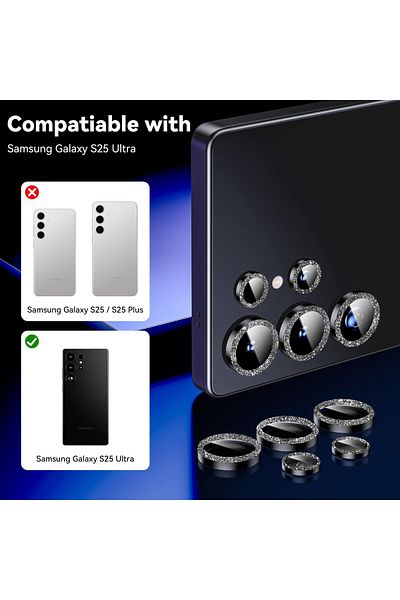 AWH Camera Lens Protector for Samsung Galaxy S25 Ultra, Ultra-HD 9H Glass, Military-Grade