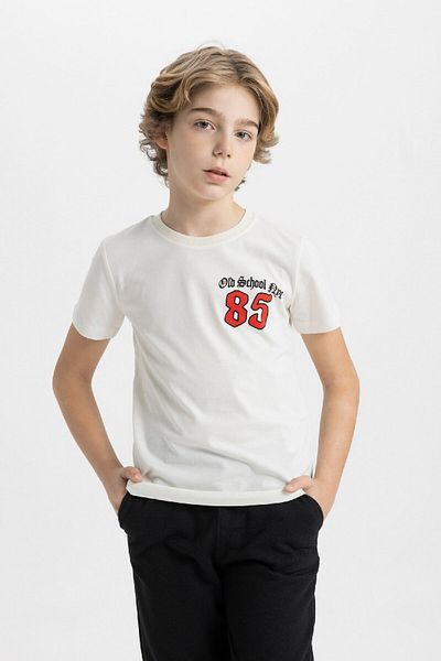DeFacto Boy's Crew Neck Printed Short Sleeve T-Shirt C6880A824SM