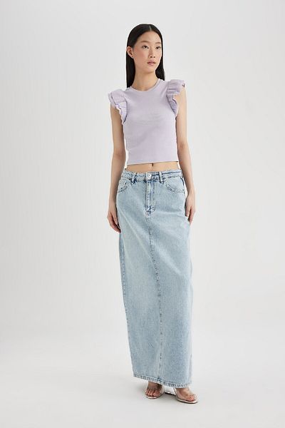 DeFacto Slim Fit, karcsúsított nyakú, bordázott camisole rövid ujjú póló X5562az24sp