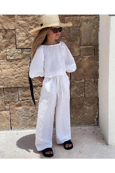 SeaBubbles Linen Girl's Set