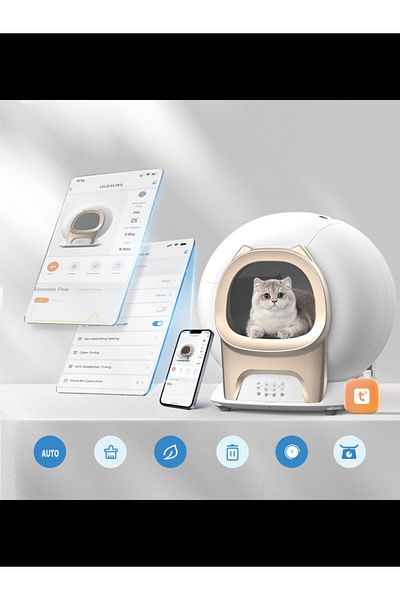 Whiskers & Wags Whiskers & Wag Self-Cleaning Automatic Cat Litter Box 65L Extra Large, App-Controlled, Odor Removal