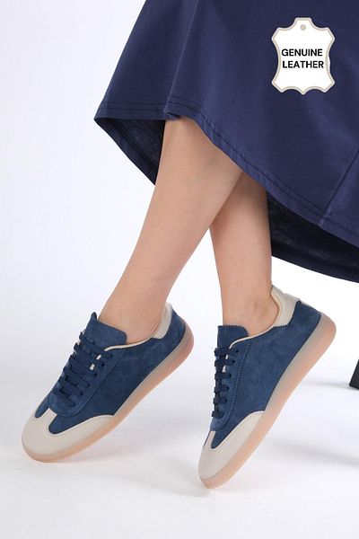 Mio Gusto Nikita Genuine Suede Navy Blue Color Women's Casual Sports Shoes
