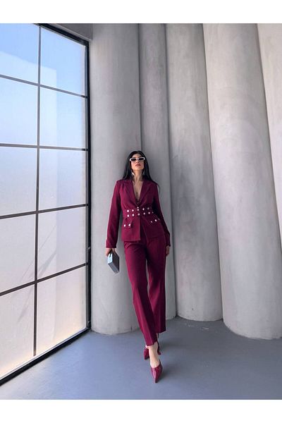 ZF BUTİK Women's Cekey Trousers Snap Detail Suit