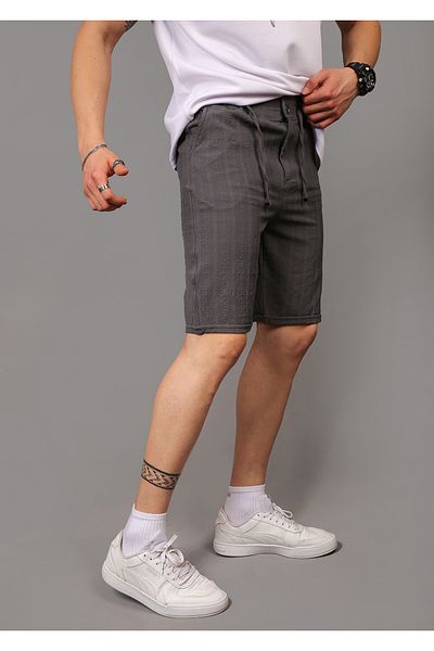 INFLUYENTE Ανδρικό καλοκαιρινό σορτς Anthracite Jogger Lycra με ελαστική πλάτη με φερμουάρ