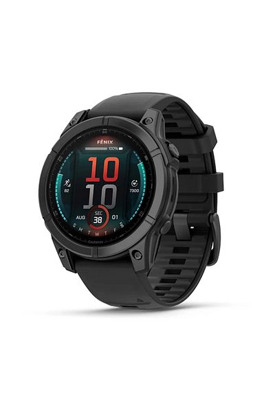Garmin FENIX E - 47 MM, AMOLED SLATE GRAY STEEL WITH BLACK SILICONE BAND