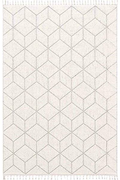 Halı Sepeti Enti Bukle 1407 Beyaz Enti Bukle Hav Toz Vermez Hasır Dokulu Etnik Halı