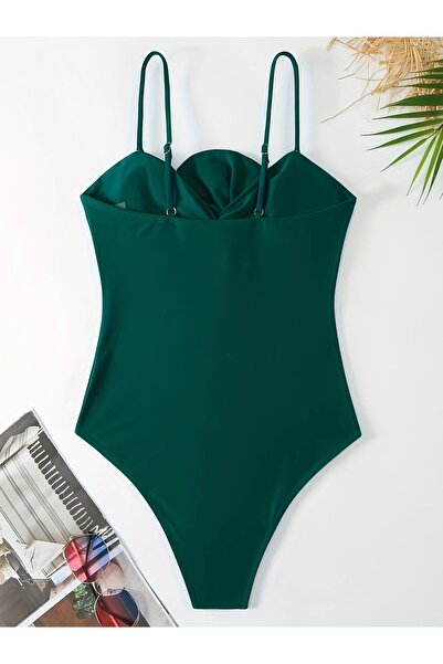 Behills Fransız Esintili Vintage İki Parçalı Pareo Straplez Mayo Takımı, Fiyonk Detaylı Çıkarılabilir Pedler