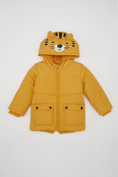DeFacto Waterproof Plush Lined Hooded Inflatable Jacket for Baby Boy - C7761A524Wn