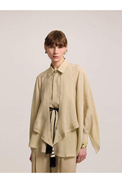 BAQA Kontrast Dikişli Haki Bluz