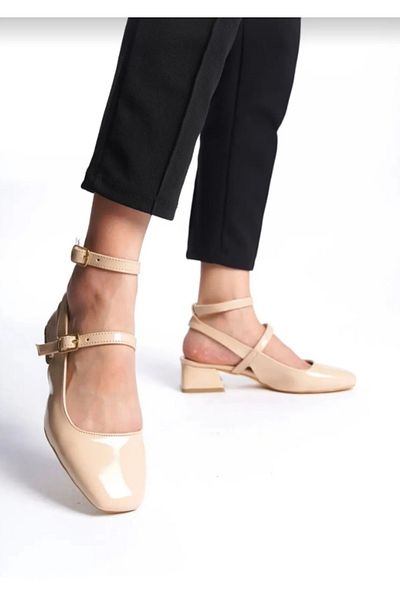 LARİNA SHOES Maryy Jane - Pantofi de damă cu vârf pătrat cu spatele deschis