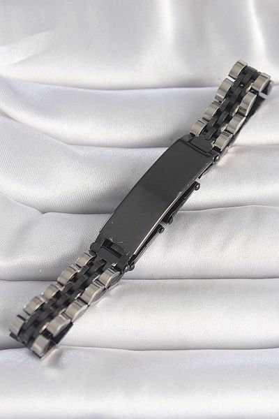 Clariss 316L Steel Silver Black Color Chain Imprint Model Men's Bracelet