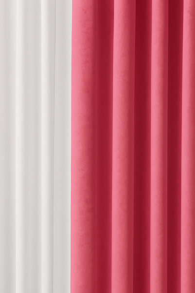 Cortibo Barcelona Velvet Textured Background Curtain Pink (Unpleated)
