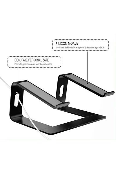 SMARTO Stand laptop Smarto C8D, fabricat din aluminiu, portabil ergonomic, compatibil cu laptopuri