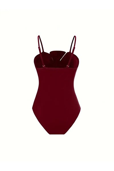 Behills Vintage Pareo Strapless Swimsuit Suit Second Layer Bow Detail