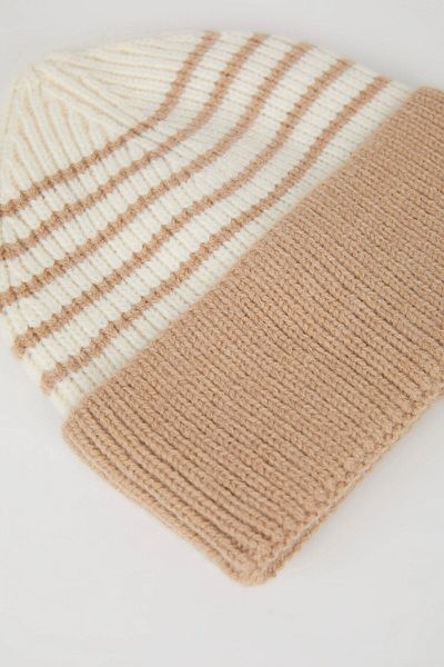 DeFacto Baby Boy Striped Fleece Inside Knitwear Beret C8596A524Wn
