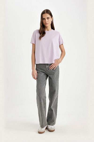 DeFacto Regular Fit Crew nyakú, fésült pamut Basic rövid ujjú póló C6197ax24sm