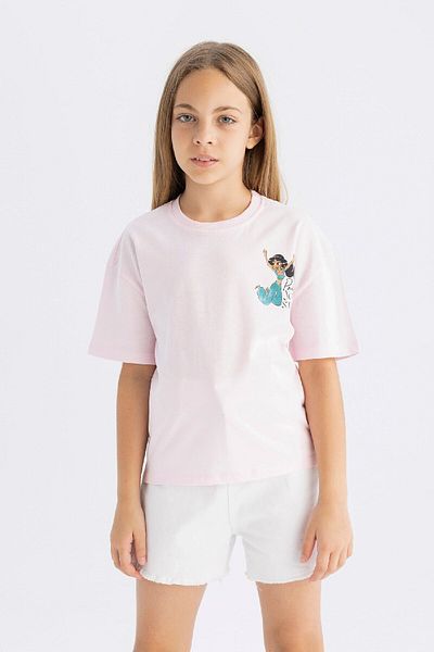 DeFacto Disney Princess Girls' T-Shirt - Relax Fit, Crew Neck, Short Sleeve C5945A824Hs