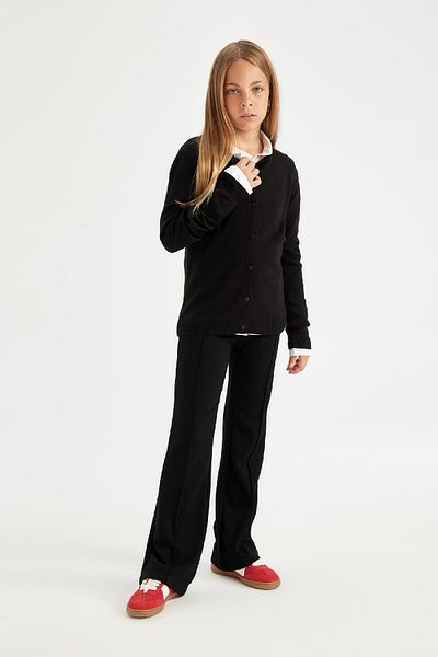 DeFacto Schwarze Leggings mit ausgestelltem Bein in Standardgröße für Mädchen C7433a824au