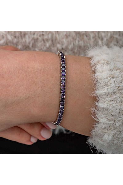 Skygo Silver Purple Zircon Stone Waterway Women's Bracelet