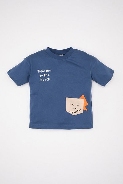 DeFacto Baby Boy 3D Short Sleeve Crew Neck T-Shirt - C7783A524Sm