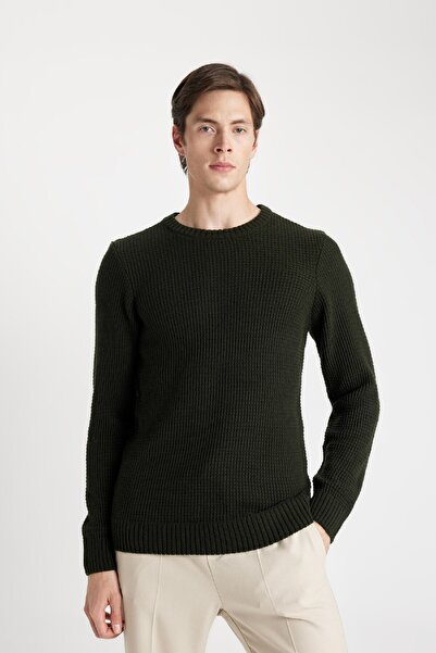 DeFacto Standard Fit Regular Cut Crew Neck Basic Plain Knitwear Sweater N9902Az24Wn