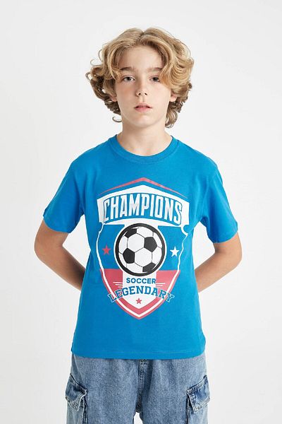 DeFacto Tricou cu mânecă scurtă cu imprimeu pentru băiat - Gât crew C6498A824HS