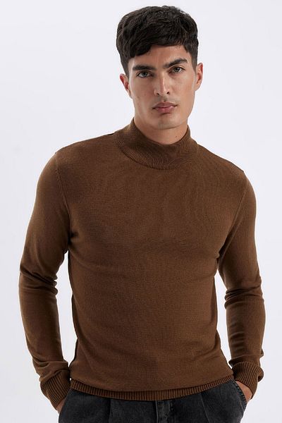 DeFacto Напівводолазка Slim Fit Slim Fit Базовий прямий светр-пуловер R1127az24wn