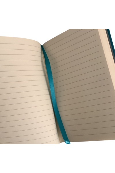 blume Acar Thermo Leather Flexible Cover 9.5*15 cm 256 Pages 70 Gr Ivory Striped Turquoise Notebook