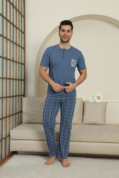 FAMES PİJAMA SET DE PIZAMA BĂRBAȚI BĂRBAȚI BUMBAC PIŞAT