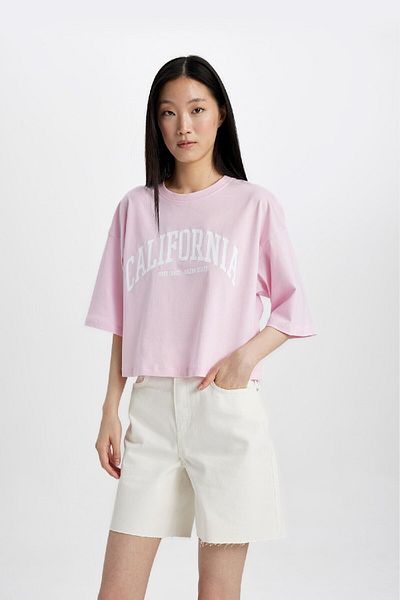 DeFacto Oversize Fit Crew Neck Printed Short Sleeve T-Shirt C7715AX24SM