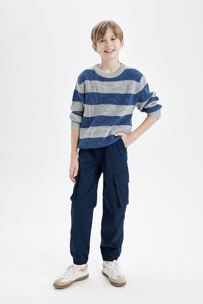 DeFacto Boy's Crew Neck Striped Knitwear Sweater C8112A824Cw
