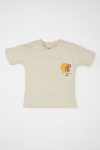 DeFacto Μπλουζάκι με στάμπα Baby Boy Crew Neck - Κοντό μανίκι C7837a524sm