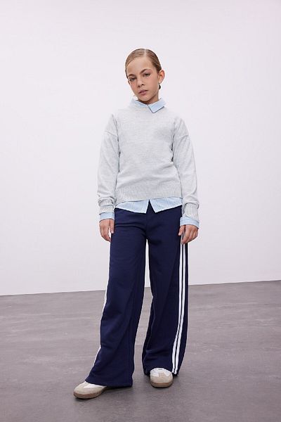 DeFacto Light Gray Crew Neck Knitwear Sweater - Girl, Standard Fit C6902A824Au
