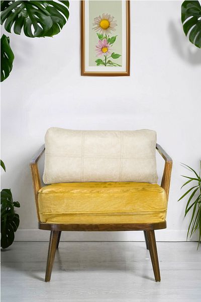 AYPETEKS Ecru Faux Leather Sofa / Sofa / Daybed Bed Back Cushion Cover