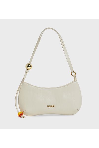 BCBG Beige Logo Detail Shoulder Bag