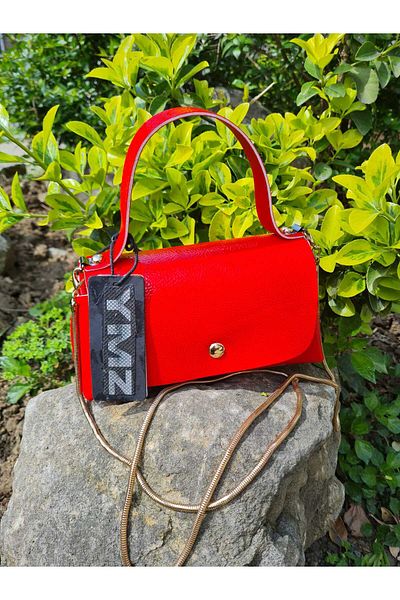 YMZBAG Mini Red Serrated Patent Leather Handbag