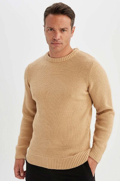DeFacto Standard Fit Regular Cut Crew Neck Basic Plain Knitwear Sweater N9902Az24Wn
