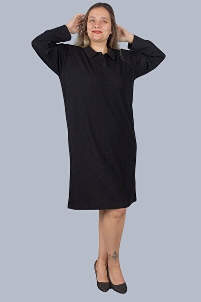 Truva XXL Αθλητικό φόρεμα με γιακά πουκάμισου από ύφασμα κρεπ μεγάλου μεγέθους