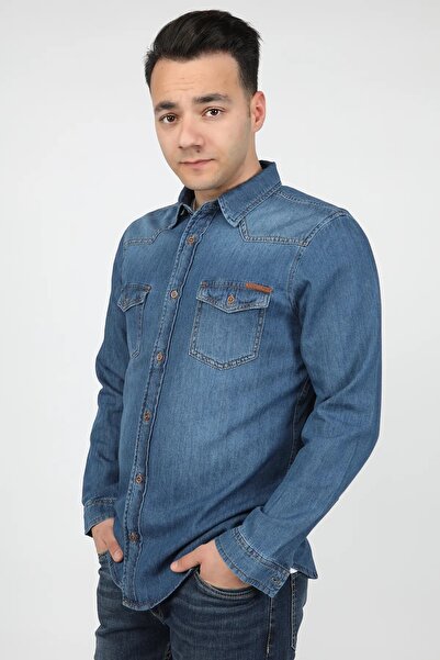 BALİNS Erkek Gömlek Orta Mavi