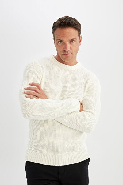 DeFacto Standard Fit Regular Cut Crew Neck Basic Plain Knitwear Sweater N9902Az24Wn