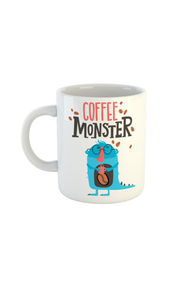 OEM Cana albă personalizată Coffee Monster, INOVATIX®. 330 ml
