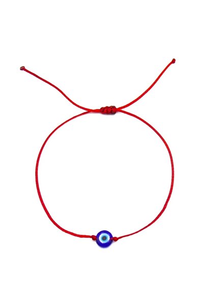 bygüneşaccessories El Yapımı Iri Cam Nazar Boncuklu Kırmızı Ip Bileklik